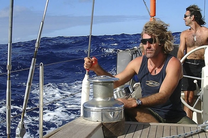 two people on a boat